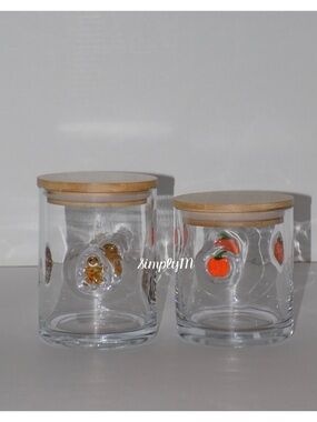 Pumpkin & Gingerbread Icon Glass Jar With Bamboo Lid- Halloween Holiday Set